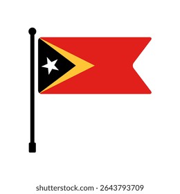Bandeira de Timor-Leste. Design de ícone de ilustração de vetor da bandeira do Timor Leste. Ícone do sinalizador de polo.