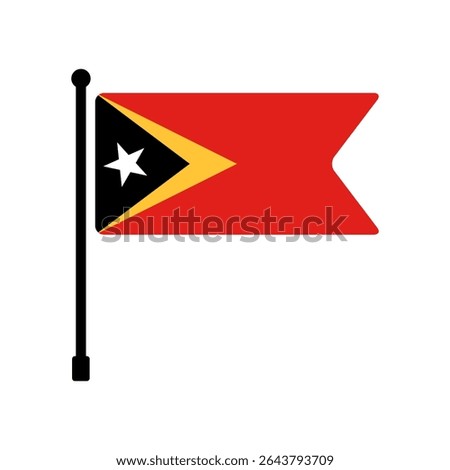 Flag of East Timor. East Timor flag vector illustration icon design. Flagpole flag icon.