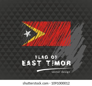 Flag of East Timor, vector pen illustration on black background