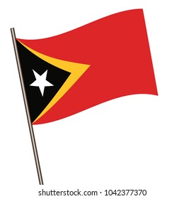 Flag of east timor , east timor flag waving isolated vector illustration