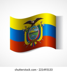 Flag of Ecuador Banner of the country in waveform fluttering in the wind. Independence Day News Flat Volumetric Image Language National Logos Stock Vector Illustration Icon Picture. 