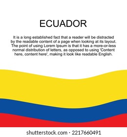 Bandera de Ecuador para pancartas con fondo blanco cuadrado. Bandera de Ecuador con espacio para texto. Banner cuadrado de Ecuador con bandera. ilustración vectorial eps10