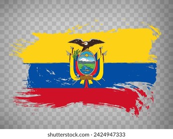 Flagge von Ecuador Pinselstrich Hintergrund.  Waving Flag von Ecuador auf transparentem Hintergrund für Ihre Website Design, App, UI. Stock Vektor. EPS10
