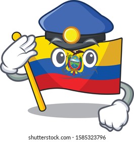 Flag ecuador Cartoon character dressed as a Police officer
