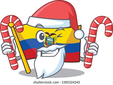 Flag ecuador Cartoon character in Santa with candy