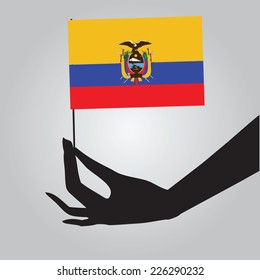 Flag of Ecuador in a female hand. Vector illustration.