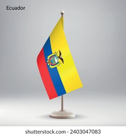 Flag of Ecuador hanging on a flag stand. Usable for summit or conference presentaiton
