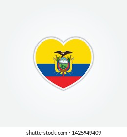 Flag of Ecuador Heart 3d, Ecuador flag template design. Vector Eps 10