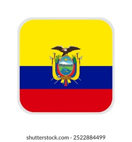 The flag of ecuador. Flag icon. Standard color. flat vector square with rounded corners. Computer illustration. Digital illustration. Vector illustration