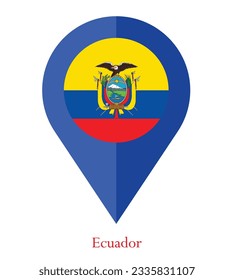 Bandera de Ecuador, ícono de puntero Bandera de Ecuador Mapa. Puntero de la bandera de la ilustración del vector.