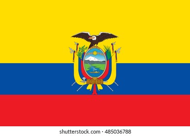 Flag of Ecuador in official colors and Proportion Correctly