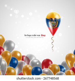 Flag of Ecuador on balloon. Celebration and gifts. Balloons on the feast of the national day.