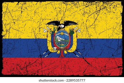 The flag of Ecuador on a grunge background
