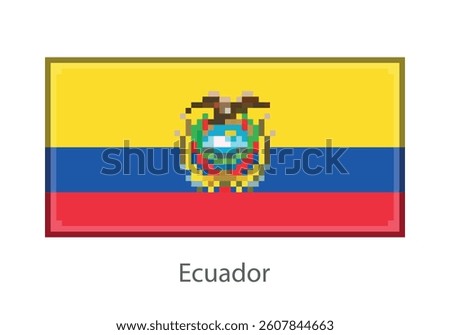 Flag of Ecuador. Pixel art style (vector).