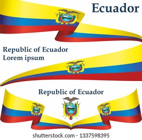 Flag of Ecuador, Republic of Ecuador. Template for award design, an official document with the flag of Ecuador. Bright, colorful vector illustration.