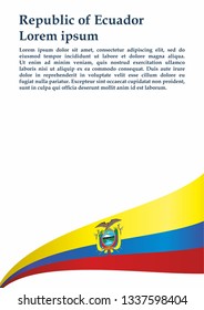 Flag of Ecuador, Republic of Ecuador. Template for award design, an official document with the flag of Ecuador. Bright, colorful vector illustration.