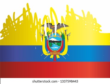 Flag of Ecuador, Republic of Ecuador. Template for award design, an official document with the flag of Ecuador. Bright, colorful vector illustration.