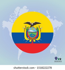 flag, Ecuador Flag Round Glossy Icon. Vector illustration eps 10.