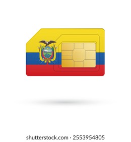 Flag of Ecuador. Vector illustration of SIM Card with flag on white background