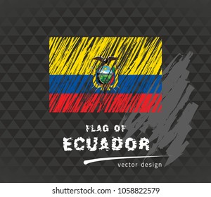Flag of Ecuador, vector pen illustration on black background