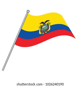 Flag of Ecuador , Ecuador flag waving isolated vector illustration.