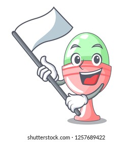 With flag in egg cup isolated on character