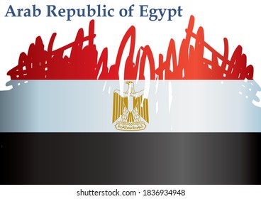 Flag of Egypt, Arab Republic of Egypt. Bright, colorful vector illustration.