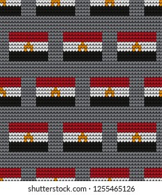 FLAG OF EGYPT battered, hung on the wall, screwed screws