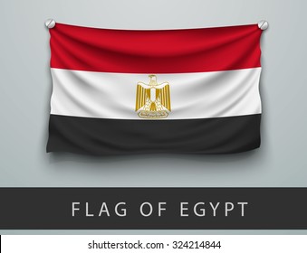 FLAG OF EGYPT battered, hung on the wall, screwed screws