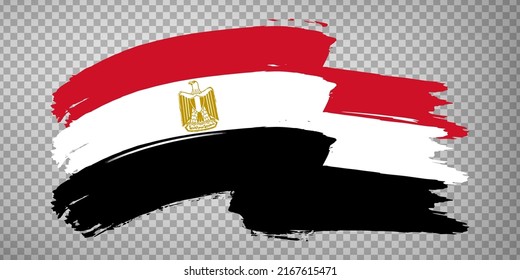 Flag  Egypt brush stroke background.  Flag waving  Arab Republic of Egypt on transparent background for your web site design, app, UI.  EPS10.