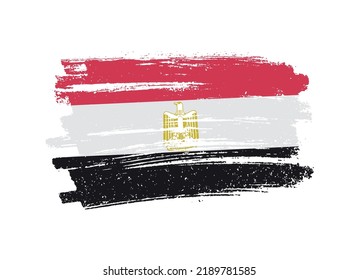 Flag of Egypt in brush stroke background.