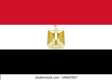 Flag of Egypt with coat of arms. Vector. Accurate dimensions, elements proportions and colors.