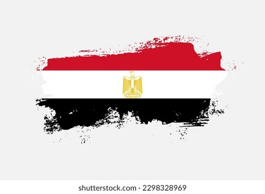 Flag of Egypt country with hand drawn brush stroke vector illustration