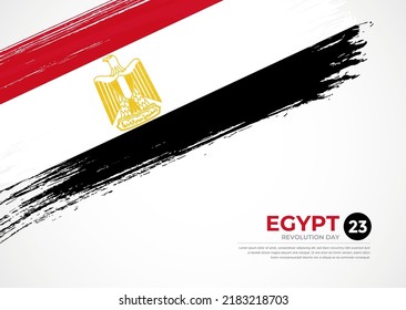 Flag of Egypt with creative painted brush stroke texture background