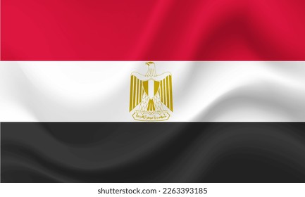 Bandera de Egipto. Bandera egipcia. Ilustración de la bandera de Egipto. Colores oficiales y proporción. Cartel de Egipto. Símbolo, icono.
