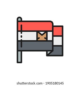 Flag of Egypt flat color line icon. Isolated on white background