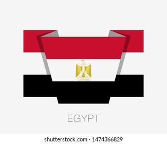 Flag of Egypt. Flat Icon Waving Flag with Country Name on White Background