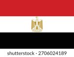 Flag of Egypt with Golden Eagle Emblem. Vector illustration.