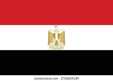 Bandera de Egipto con el emblema del Águila Dorada. Ilustración vectorial.
