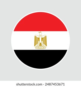 The flag of Egypt. Flag icon. Standard color. Round flag. Computer illustration. Digital illustration. Vector illustration.	