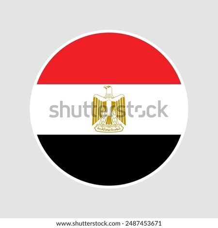 The flag of Egypt. Flag icon. Standard color. Round flag. Computer illustration. Digital illustration. Vector illustration.	