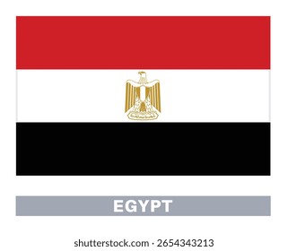 Bandera de Egipto. Icono de la bandera. Colores estándar. Tamaño estándar. Bandera rectangular.
