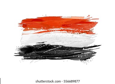 Flag of Egypt made with colorful splashes. Paint smears, grunge texture. Vector illustration.