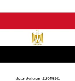 Flag of Egypt is the name of the flag in Egypt. The colors are Red, White, Black. The symbol is Salahuddin's Eagle.