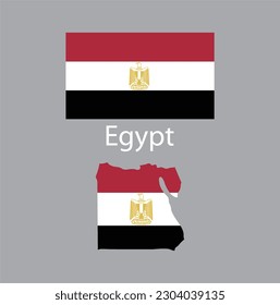Vector de bandera de Egipto con mapa