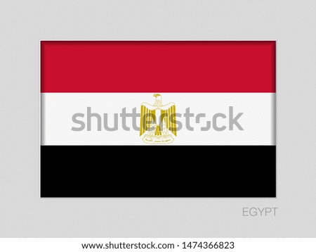 Flag of Egypt. National Ensign Aspect Ratio 2 to 3 on Gray Cardboard