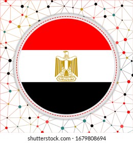 Bandera de Egipto con antecedentes en la red. Cartel de Egipto. Ilustración vectorial de moda.