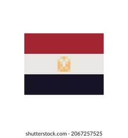 Flag Egypt. Pixel art. Stickers design. Isolated vector illustration. 