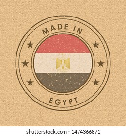 Flag of Egypt. Round Label with Country Name for Unique National Goods. Vector