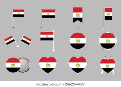 Flag of Egypt Set, original and simple Egypt flag Bundle, vector illustration of Egypt flag Collection
